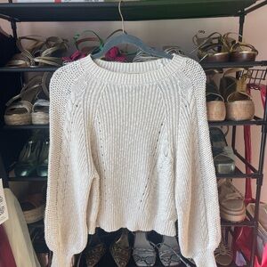 American Eagle Outfitters Cream Cable Knit Sweater
